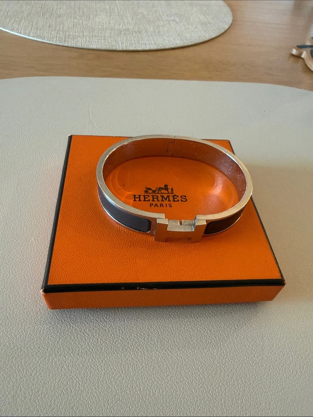 Hermes Men’s H Bracelet in grey and Silver
